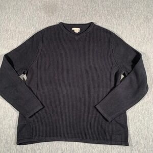 Carbon2Cobalt Sweater Mens XL Navy V Neck Cotton Cashmere Knit Pullover Textured